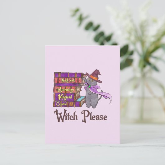 Tovenaar Alsjeblieft - Witch Black Cat Briefkaart (Staand voorkant)