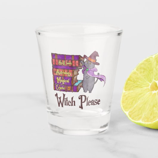 Tovenaar Alsjeblieft - Witch Black Cat Shot Glas (Voorkant)