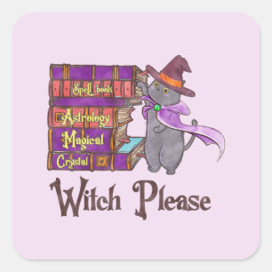 Tovenaar Alsjeblieft - Witch Black Cat Vierkante Sticker