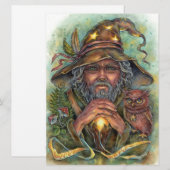 Tovenaar Art Kaart Forest Fantasy Magic Uil (Voorkant / Achterkant)