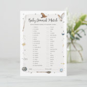 Tovenaar Baby shower Baby Dier Match Game Kaart (Staand voorkant)