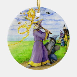 Tovenaar bij honkbal keramisch ornament