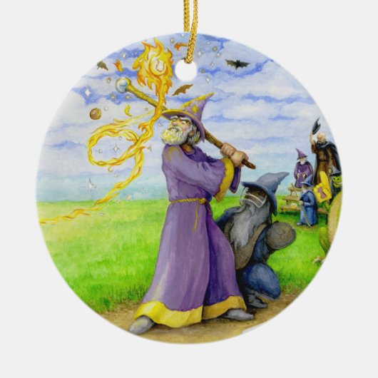 Tovenaar bij honkbal keramisch ornament (Voorkant)