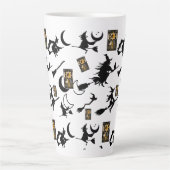 Tovenaar blackcat maan bloomstick latte mok (Voorkant)