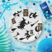 Tovenaar blackcat maan bloomstick papieren bordje (Feest)