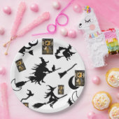 Tovenaar blackcat maan bloomstick papieren bordje (Feest)