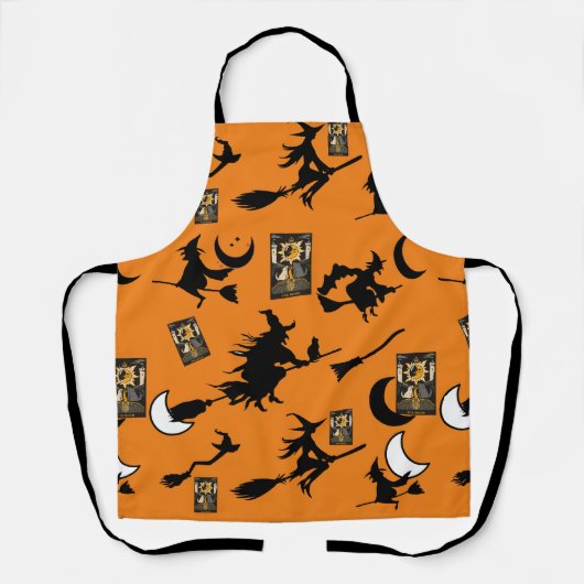 Tovenaar blackcat maan bloomstick schort (Voorkant)