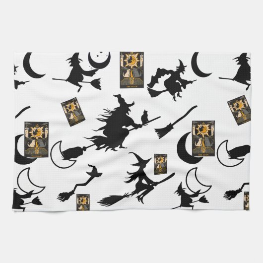 Tovenaar blackcat maan bloomstick theedoek (Horizontaal)