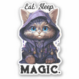 Tovenaar Cat Sticker - "Eet. Slaap. Magie."