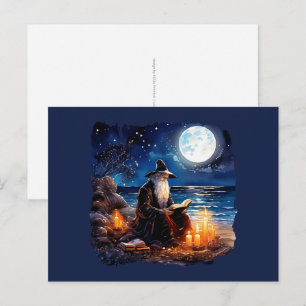 Tovenaar die een boek leest - Wicca Halloween 1 Briefkaart