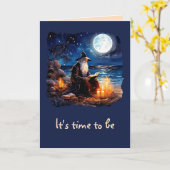 Tovenaar die een boek leest - Wicca Halloween 1 Kaart (Gele Bloem)