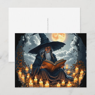Tovenaar die een boek leest - Wicca Halloween 2 Briefkaart