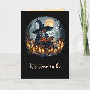 Tovenaar die een boek leest - Wicca Halloween 2 Kaart