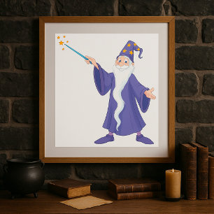 Tovenaar die een Magisch Poster van de Spel gieten
