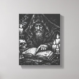 Tovenaar die het Grimoire bestudeert — door BurnsI Canvas Afdruk