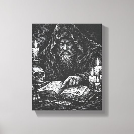 Tovenaar die het Grimoire bestudeert — door BurnsI Canvas Afdruk (Voorkant)