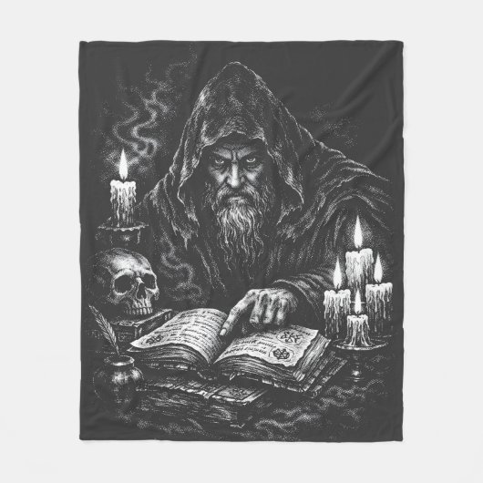 Tovenaar die het Grimoire bestudeert — door BurnsI Fleece Deken (Voorkant)