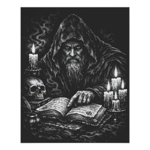 Tovenaar die het Grimoire bestudeert — door BurnsI Perfect Poster
