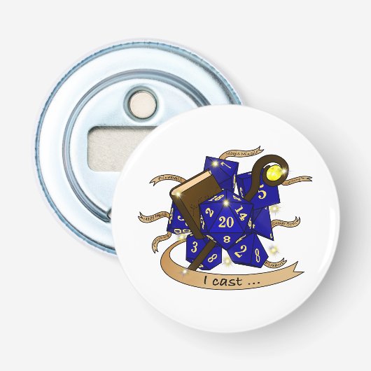 Tovenaar Dobbelsteen Ontwerp Button Flesopener (Voorkant)