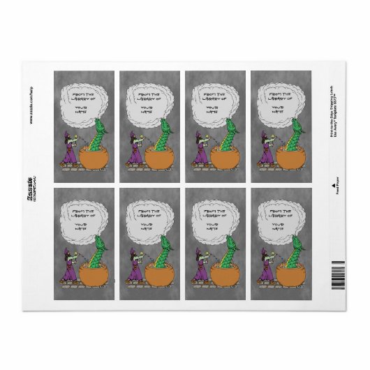 Tovenaar en Dragon Bookplate Etiket (Full Sheet)