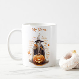 Tovenaar en zijn pompoen: Halloween gepersonalisee Koffiemok