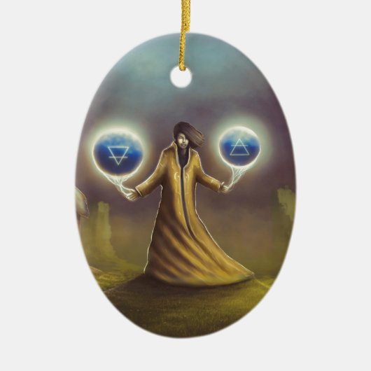 tovenaar fantasie magie keramisch ornament (Voorkant)