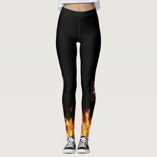 Tovenaar Fire FUEGO Leggings die Pizza Lord runnen (Voorkant)