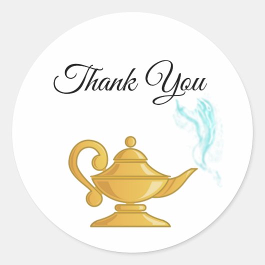 Tovenaar gouden lamp Dank je Ronde Sticker (Voorkant)