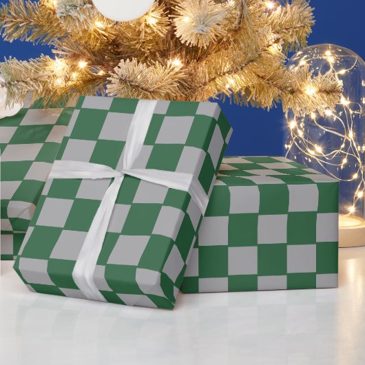 Tovenaar Groen en Grijs Geruit Cadeaupapier (Feestdagen)
