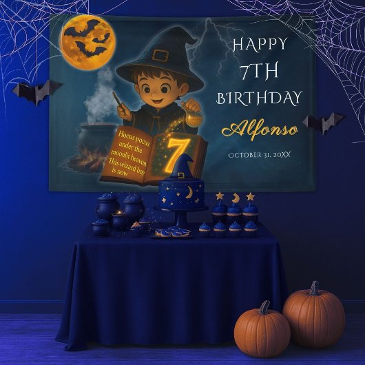 Tovenaar Halloween Verjaardagsfeest Banner