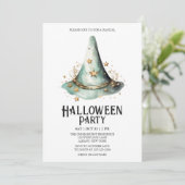 Tovenaar Heks Pet Kostuum Mint Halloween Party Kaart (Staand voorkant)