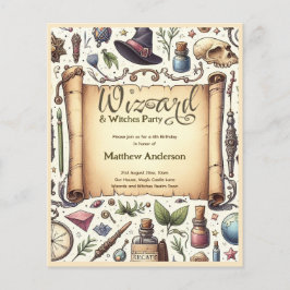 Tovenaar Heksen Party Magische Wands Petten Flyer