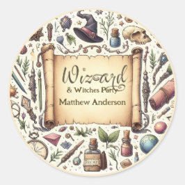 Tovenaar Heksen Party Magische Wands Petten Ronde Sticker