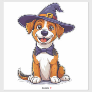 Tovenaar Hond Sticker Paarse Hoed Huisdier Decal