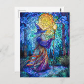 Tovenaar in het bos met magie briefkaart (Voorkant / Achterkant)