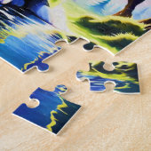 Tovenaar kat in maanlicht legpuzzel (Zijkant)