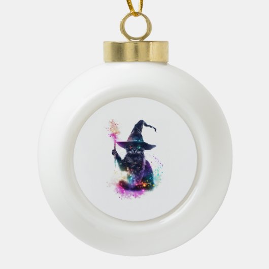 Tovenaar Kat Magie Keramische Bal Ornament (Voorkant)