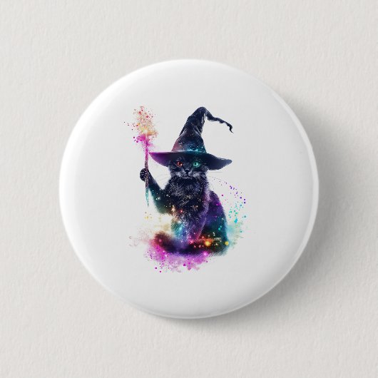 Tovenaar Kat Magie Ronde Button 5,7 Cm (Voorkant)