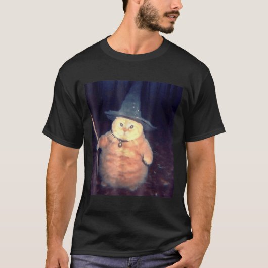 Tovenaar Kat Meme T-shirt _ Grappige Vintage Hallo (Voorkant)