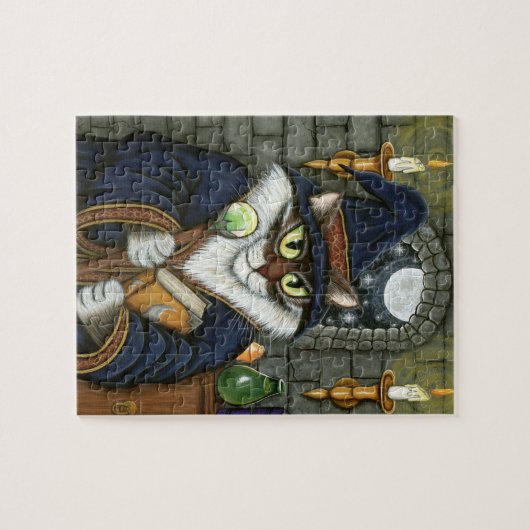 Tovenaar kat merlin Magische Sorcerer Puzzle Legpuzzel (Horizontaal)