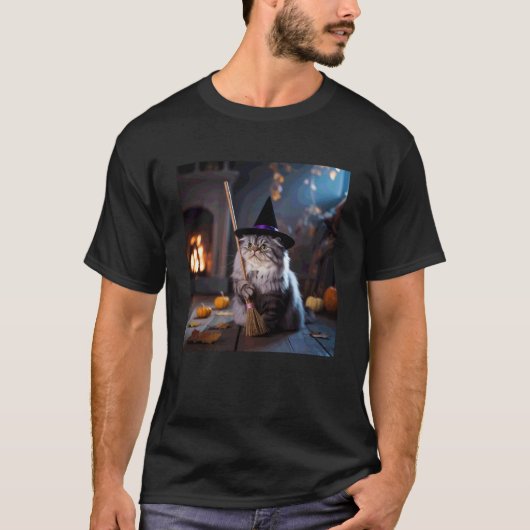 Tovenaar Kat Raar Grappig Halloween Kat Meme T-shirt (Voorkant)