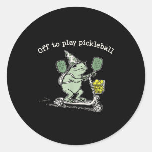 Tovenaar Kikker Houd Racket Scooter Rit Weg Om P T Ronde Sticker