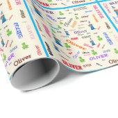 Tovenaar Kikkerfly Tale Word Cloud Name Collage Cadeaupapier (Rol Hoek)