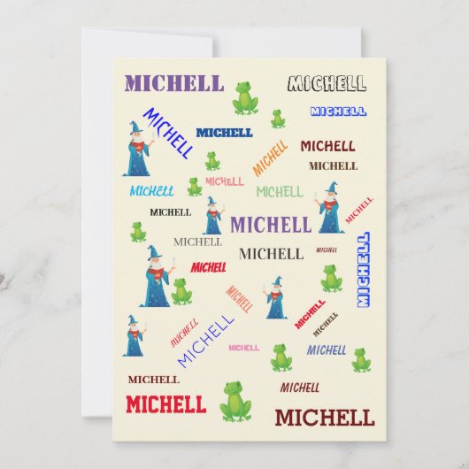 Tovenaar Kikkerfly Tale Word Cloud Name Collage Kaart (Voorkant)