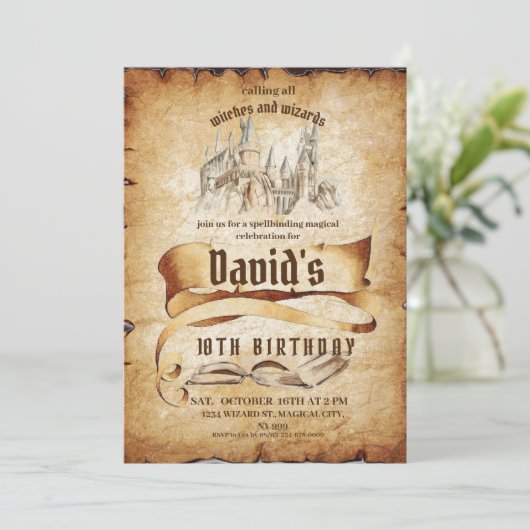 Tovenaar Magische Fabulous Kids Verjaardagsfeest Kaart (Staand voorkant)