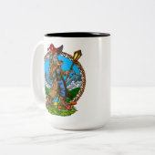 Tovenaar Magische paddenstoelen Tweekleurige Koffiemok (Voorkant links)