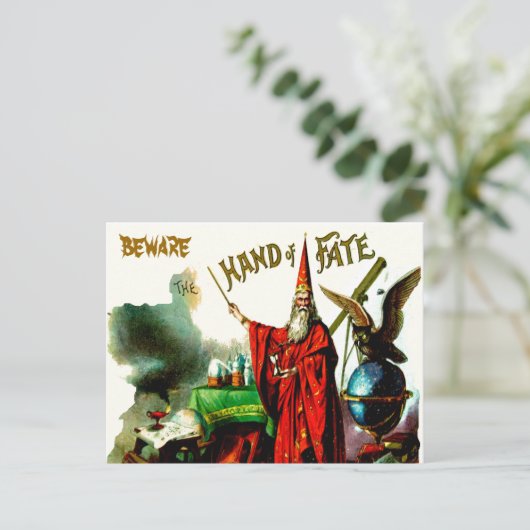  tovenaar Merlin Fate Litho Label Art Briefkaart (Staand voorkant)