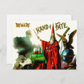 tovenaar Merlin Fate Litho Label Art Briefkaart (Voorkant / Achterkant)