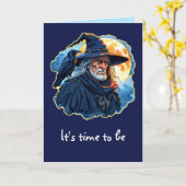 Tovenaar met een raaf - Halloween Fan Fun 1 Kaart (Gele Bloem)