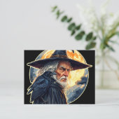 Tovenaar met een raaf - Halloween Fan Fun 2 Briefkaart (Staand voorkant)